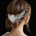Bridal opal hair vine silver crystal leaf wedding updo hair accessory for elegant women - Handmade Hair Band / 27*7cm