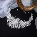 Serre-tête de mariage en strass cristal fait main pour coiffe élégante de mariée. - Argent