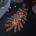 Bridal rhinestone hair vine wedding crystal headpiece handmade leaf hair accessory for women - Rose Gold