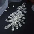 Exquisite crystal bridal hairpiece detail, sparkling rhinestones on wire, elegant wedding accessory. - Silver