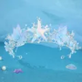 Ocean blue butterfly rhinestone tiara detail, sparkling starfish wedding bridal headpiece. - Style 3