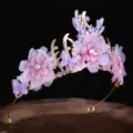 Handmade purple flower butterfly tiara, mesh deer antler crown headpiece for women girls detail - Floral Crown (DY191)