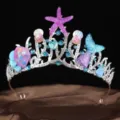 Ocean mermaid princess tiara crown with starfish shells and rhinestones for party hair accessories - Star Style