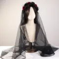 Gotischer schwarzer Schleier Blumenkranz Haarreif für die Halloween Party und Cosplay. - Schleier Modell B