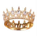 Barock Vollkreis Krone Strass Tiara fuer Hochzeit Braut Geburtstag Party Haar Zubehoer - Gold