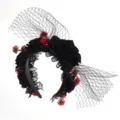 Gotisch Halloween Haarreif Schleier Schwarze Rose Haarschmuck Gruselig Party Accessoires - Haarreif Modell C
