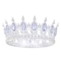 Barock runde Krone Tiara Braut Hochzeit Kristall Haarschmuck für Frauen Geburtstag Party - Silber