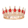 Barock runder Kronen Kopfschmuck Hochzeit Geburtstag Kristall Legierung Tiara Haarschmuck - Buntes Gold