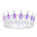 Barock Vollkreis Kristall Krone Tiara, silberne Legierung Braut Hochzeit Haarschmuck. - Silberlila