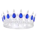 Barock Vollkreis Krone Hochzeit Braut Diadem Blaue Tropfen Kristall Haarschmuck - Silber Saphirblau
