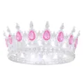 Barocker Vollkreis Krone Rosa Strass Legierung Diadem fuer Braut Hochzeit Geburtstag - Silberrosa