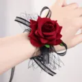 Gotische rote Samtrose Handgelenk Blume schwarzes Netz Band Halloween Party Gothic Armband - Armband Stil B