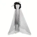 Schwarzer Gothic Halloween Haarreif mit Schleier dunkle Blumen Haarschmuck Kostüm - Schleier Modell A