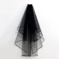 Schwarzer Gothic Schleier Halloween Kostüm mehrschichtiger Tüll Haarschmuck Bandkante. - Schwarzer Schleier