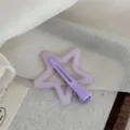 Cute pastel purple star hair clip, sweet acrylic hollow pentagram duckbill hairpin for girls. - Dopamine Star-Purple