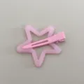Pink star hair clip set sweet duckbill clip cute side hair accessories detail view - Dopamine Star-Rose Pink