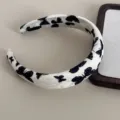 Black and white printed wide sponge headband spring summer fashion hair accessories elegant daily wear - Butterfly Print Headband / White