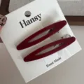 Red hollow oval hair clips set, elegant metal duckbill clip for women daily hair styling. - Hollow Acetate Clip - Red
