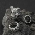 Punk Vintage Gotisch Totenkopf Ringe Set für Männer coole Mode Rock Schmuck Accessoires - Dreiteiliges Ring-Set (D23-127)