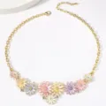 Colorful daisy enamel flower pendant necklace gold-plated link chain fashion jewelry. - Colorful Daisy Flower Necklace (J8-2)