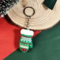 Porte-clés en caoutchouc mitaine de Noël mignon pendentif sac cadeau de fête déco - Style Gant de Noël (ACK203)
