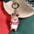 Adorable renne de Noël porte-clés en caoutchouc dessin animé elan pendentif cadeau noel - Style Cerf de Noël (ACK202)