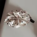 Korean satin pearl polka dot banana hair clip elegant pleated large hair claw accessory for women - Beige Polka Dot