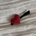 Chic red dot fabric heart hair clip sweet daily side hair pin for women and girls accessories. - Red Polka Dot Heart Alligator Clip