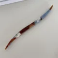 Acetate hair stick for women, elegant marbled design hair pin for buns and daily styling. - Iridescent Blue White Coffee