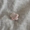 Mini flower hair claw clip, pink jelly translucent design, sparkling rhinestone center detail. - Cherry Blossom Pink