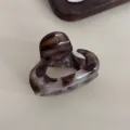 Pince à cheveux écaille de tortue marron pour femmes, pince élégante minimaliste en acétate pour cheveux - Petite Pince Creuse / 5.50 cm / Léopard Gris