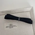 Elegant black satin bow hair clip with sparkling rhinestone accent for women chic hair accessories - Hair Clip / Black