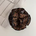 Leopard print fabric hair scrunchie with black rolled edge, stylish hair accessory for women. - Bud Claw Clip / Dark Leopard Print