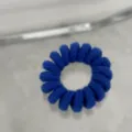 Blue wool telephone cord hair tie, simple candy color ponytail holder, soft basic hair rope for daily. - Candy Color Telephone Cord-Deep Blue
