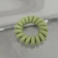 Green yarn wrapped phone cord hair tie, soft spiral elastic ponytail holder for daily wear. - Candy Color Telephone Cord-Light Green