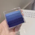 5-piece gradient blue seamless hair ties set with clear box detail view for daily styling. - Blue Series
