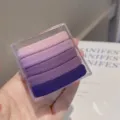 Gradient purple seamless hair ties set of 5 pieces in a clear storage box for daily styling. - Purple