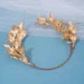 Golden leaf headband Christmas wreath hair accessory handmade bridal golden tiara variant item - Classic Simulated Leaf Woven Style