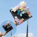 Graduation cap decorated with artificial flowers pearls blue butterfly and tassel party. - Blue Flower Butterfly Style (Style 1)