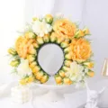 Serre-tête de fleurs artificielles fait main accessoire de mariage pivoine jaune. - Style 2