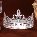 Silver Baroque Full Round Crown Tiara with Black Rhinestones Medieval Princess Headpiece - Silver-Black