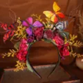 Dark retro butterfly floral headband for Halloween cosplay and outdoor photo shoot props. - Red Rose Purple Yellow Butterfly Berry Twig Style (Style 10)