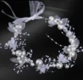 Serre-tête de mariée perles fleurs fait main bandeau cheveux mariage accessoire variante - Blanc Sans Alliage