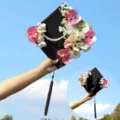 Floral Graduation Cap Black Mortarboard with Pink White Orchids and Tassel Variant - Pink White Orchid Style (Style 3)