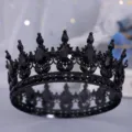 Luxury black rhinestone crystal bridal crown tiara for wedding hair accessories item. - Crown Only / Black