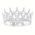 Luxury silver bridal rhinestone tiara crown wedding hair accessories for women and brides - Crown Only / Silver