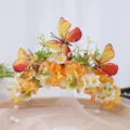 Floral crown hairband orange yellow butterfly daisy Baroque luxury photoshoot headdress - Orange Yellow Style (Style 3)