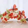 European and American cross-border butterfly floral crown headband for photography. - Red White Style (Style 4)