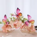 Floral Butterfly Crown Tiara Handmade Hair Band Women Wedding Party Hair Accessories - Pink Butterfly Style (Style 5)