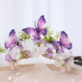Purple butterfly silk flower hair crown, elegant Baroque bridal headband hair accessory. - Purple Butterfly Style (Style 6)